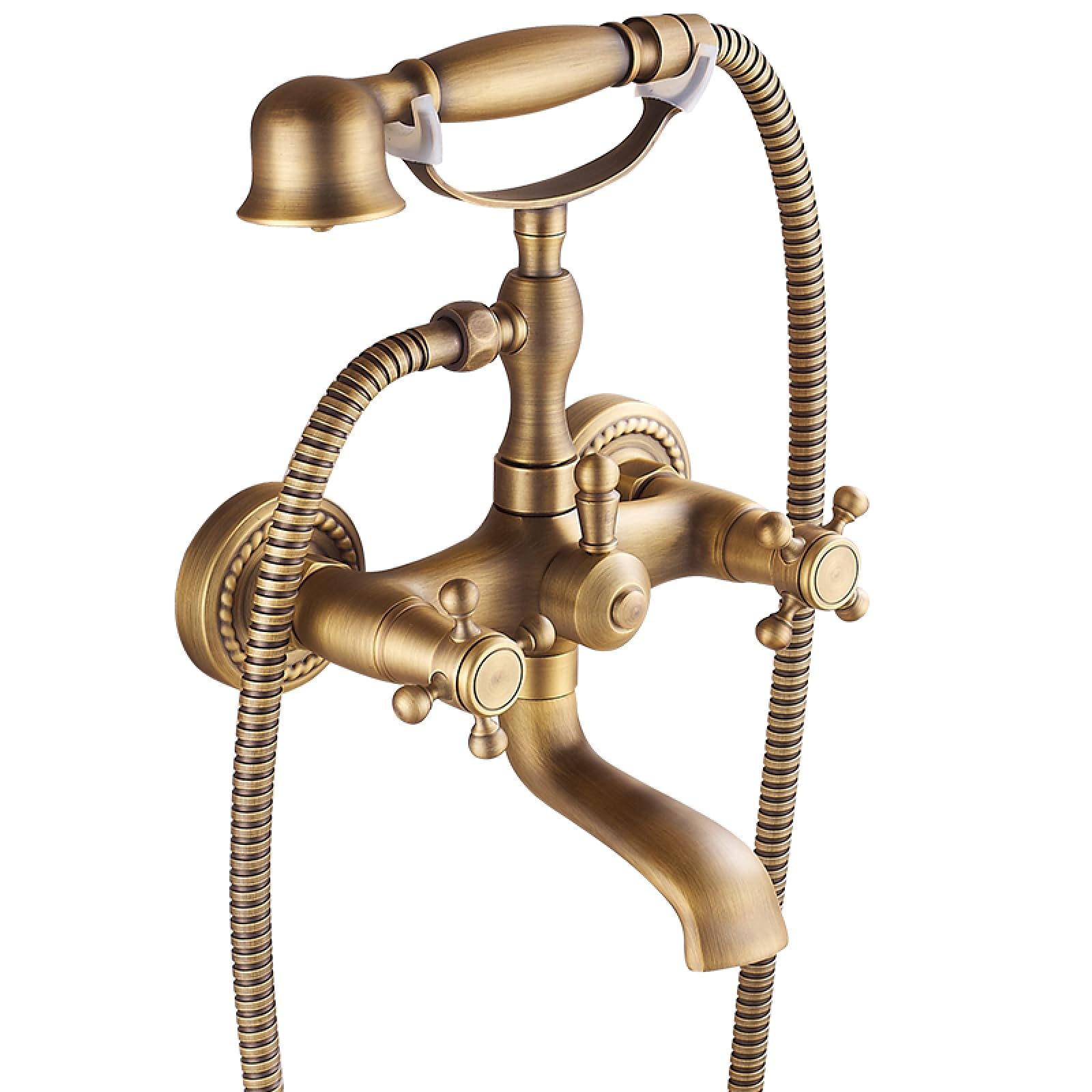GLJTUO Shower system, Clawfoot Tub Shower Faucet Set antique 2 Functions Wall Mounted Hot or cold Brass V-intage Shower And Tub Faucet Set, A,B