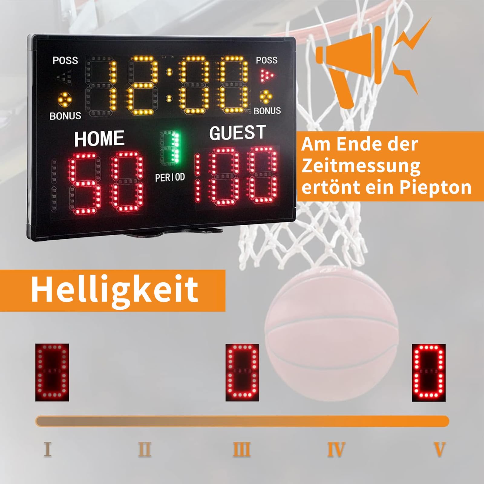Anzeigetafel Elektronische, Digitale Scoreboard mit Fernbedienung 11 Stellige LED Punktezähler für Basketball, Fußball, Volleyball, Tischtennis