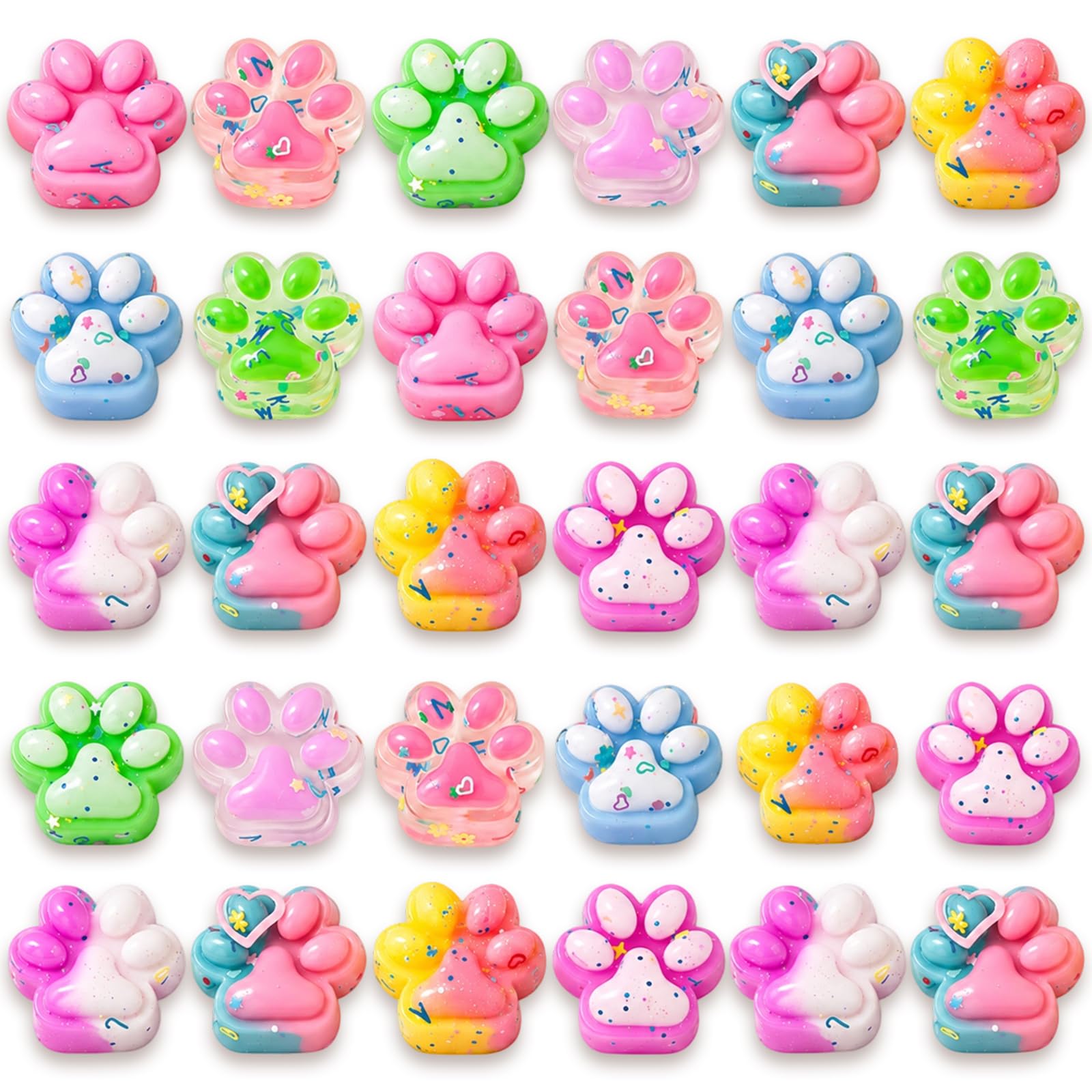 30Pcs Squishy, Soft Jelly Texture in Assorted Colours, Cute Cat Paw Design for Everyday Quiet Moments, Suitable for Home, Office and On-the-Go Use