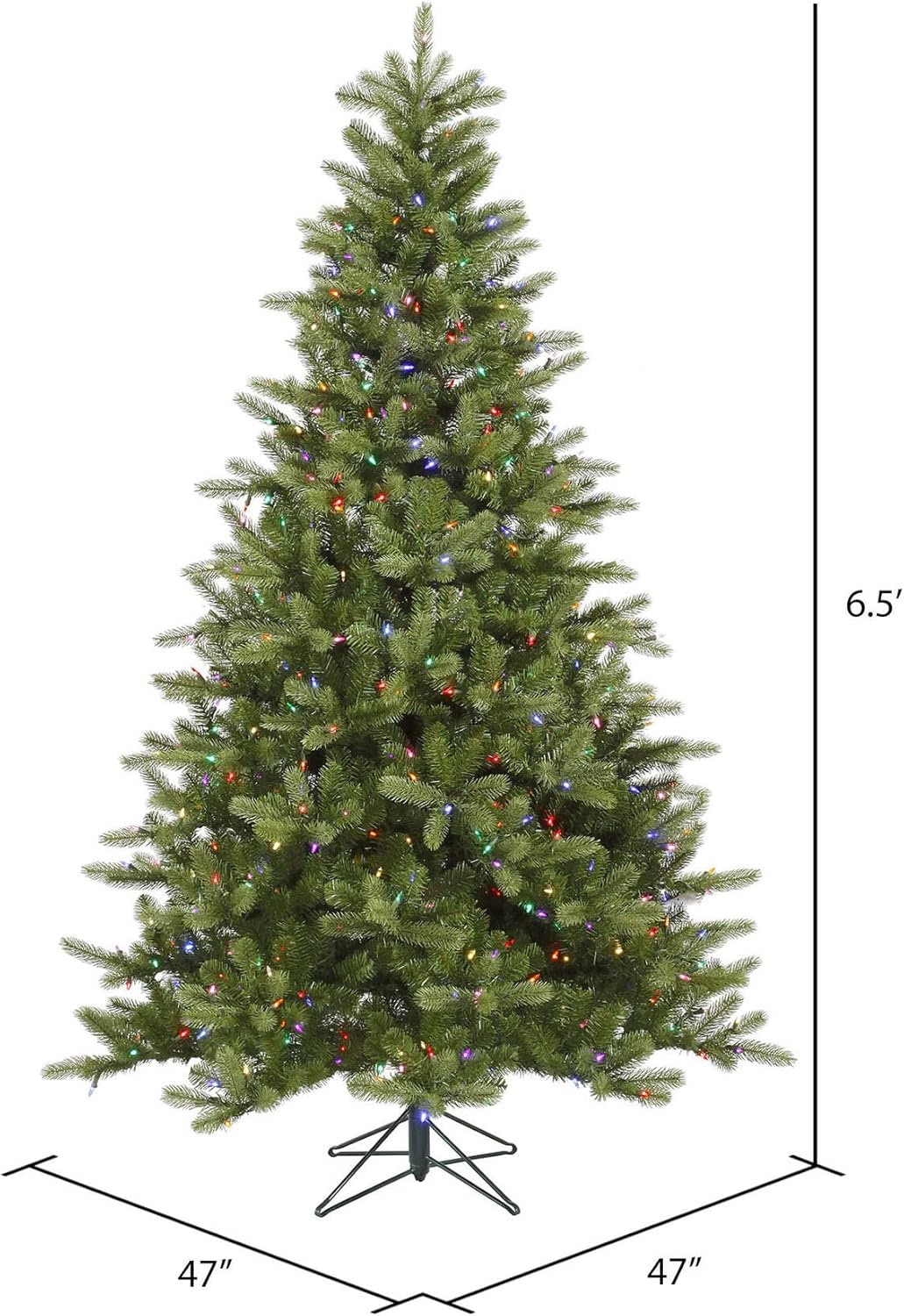 Vickerman 6.5' King Spruce Artificial Christmas Tree, Multi-Colored Dura-Lit® LED Lights - Lifelike Indoor Seasonal Home Decor - Maintenance Free Faux Spruce Christmas Tree