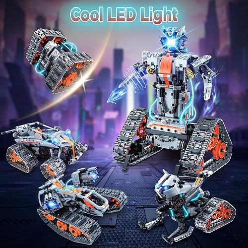 Miniatura 2 de HOGOKIDS Juego de construcción STEM 5 en 1 con luz LED  APP y kit de juguetes de construcción de coches con control remoto, robot a control remoto,