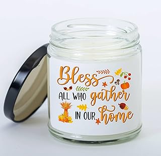 Christian Thanksgiving Candle Bless All Who Gather in Our Home, House Family Together Dinner Table Decoration, Thanksgiving Dining Decor Candle,Thankful Fall Turkey Party Family Thanksgiving Gift