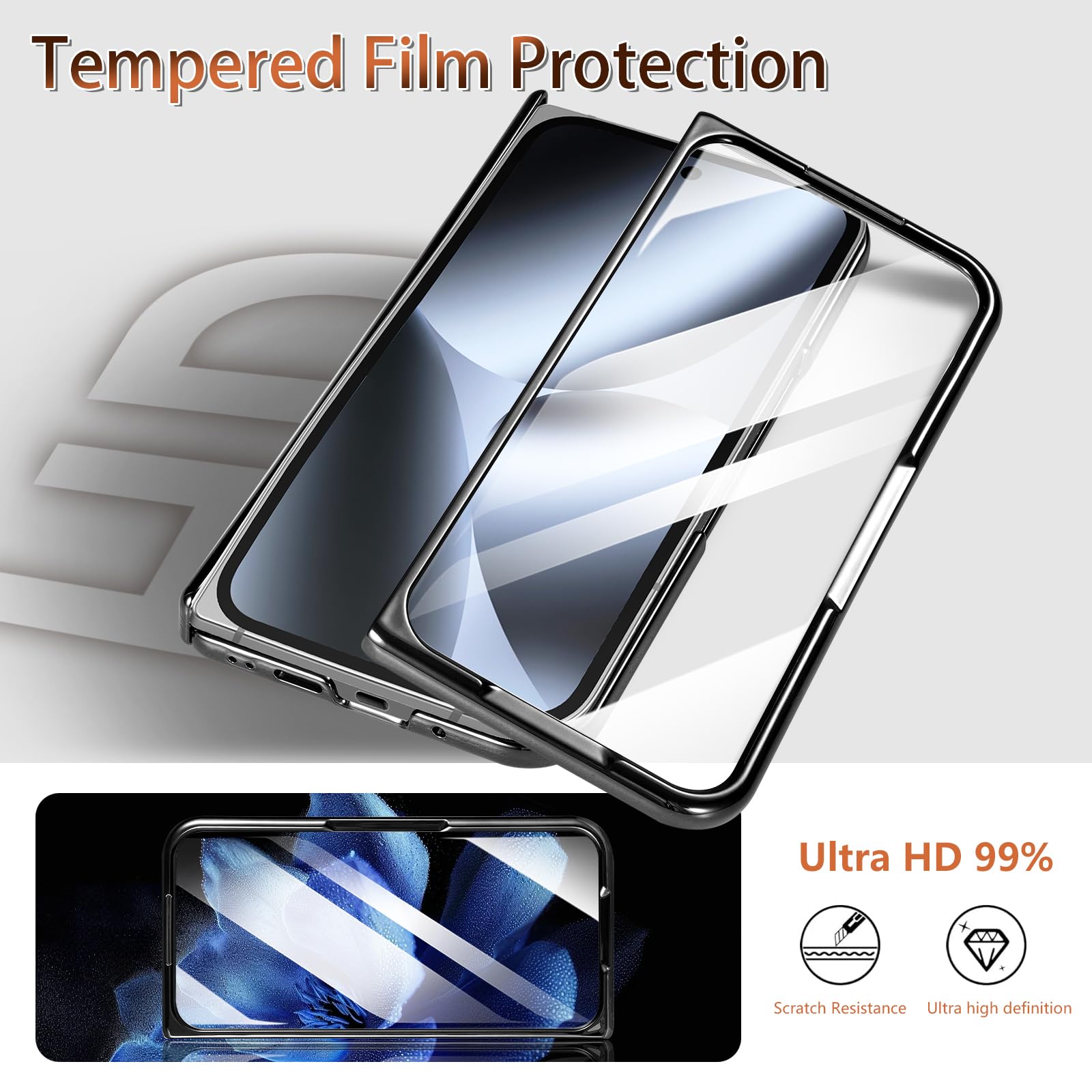 Funda Cartera para Google Pixel 10 Pro Fold 2025 con Soporte 2 en 1, Marrón | Tarjetero Desmontable para 4 Tarjetas, Soporte Vertical y Horizontal, Protector Frontal de Vidrio Templado, Exterior de PU