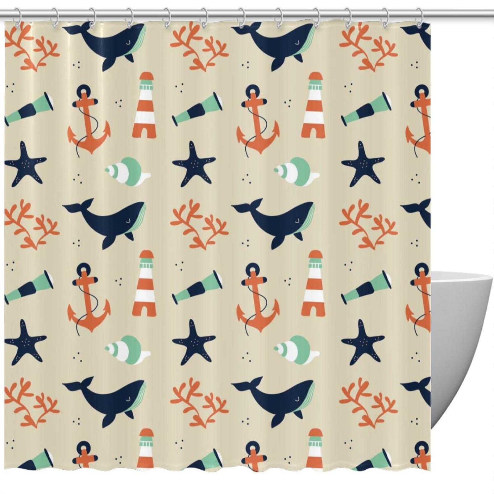 Rideau de douche 152 x 183 cm avec 12 crochets inclus baleine