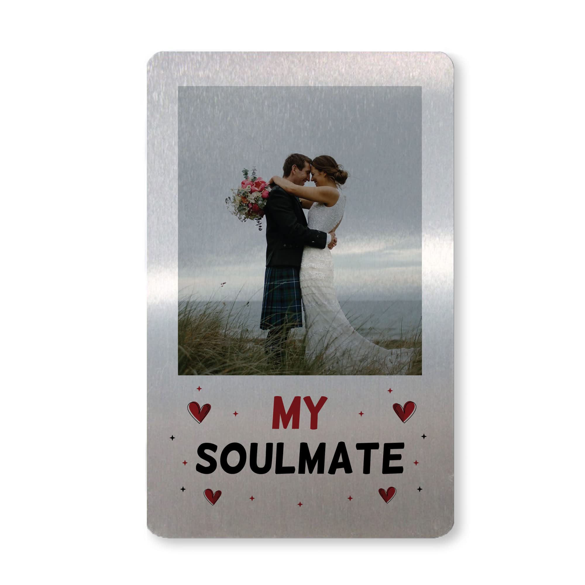 Soulmate Gift Personalised Photo Metal Card Anniversary For Husband Wife Boyfriend Girlfriend