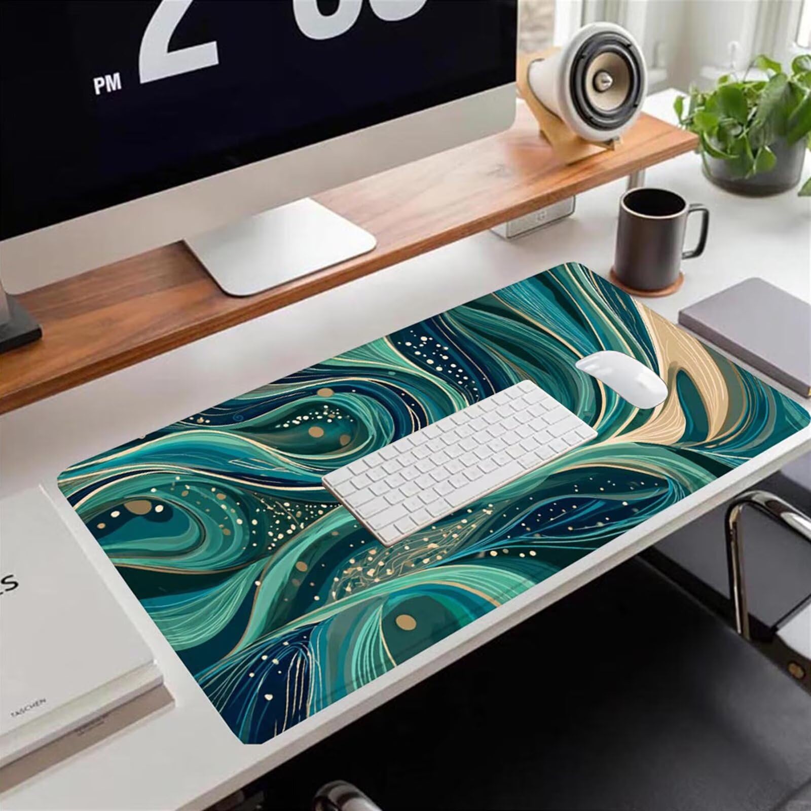 Gamingowa podkładka pod mysz 1200 x 600 x 3 mm, XXL, wodoszczelna, odporna na ścieranie, ze zszytymi krawędziami, kolorowa podkładka na biurko, poprawia prędkość i precyzję, do laptopa, komputera
