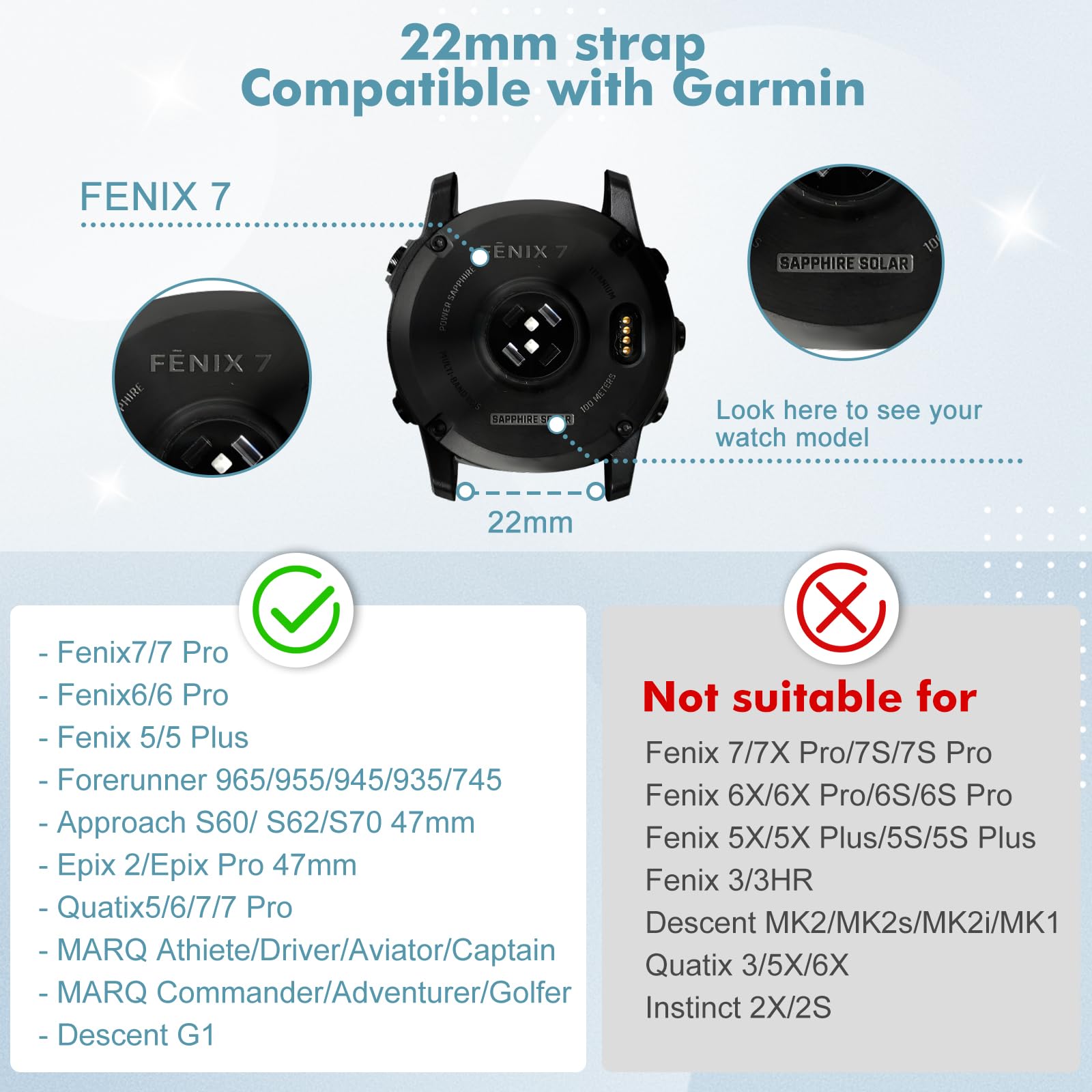 BTTNG 22mm Watch Strap Compatible with Garmin Fenix 8 47mm, 7, 6, 5 Plus & Forerunner Instinct 2/EPIX 2, Nylon QuickFit Sport Band - Image 3