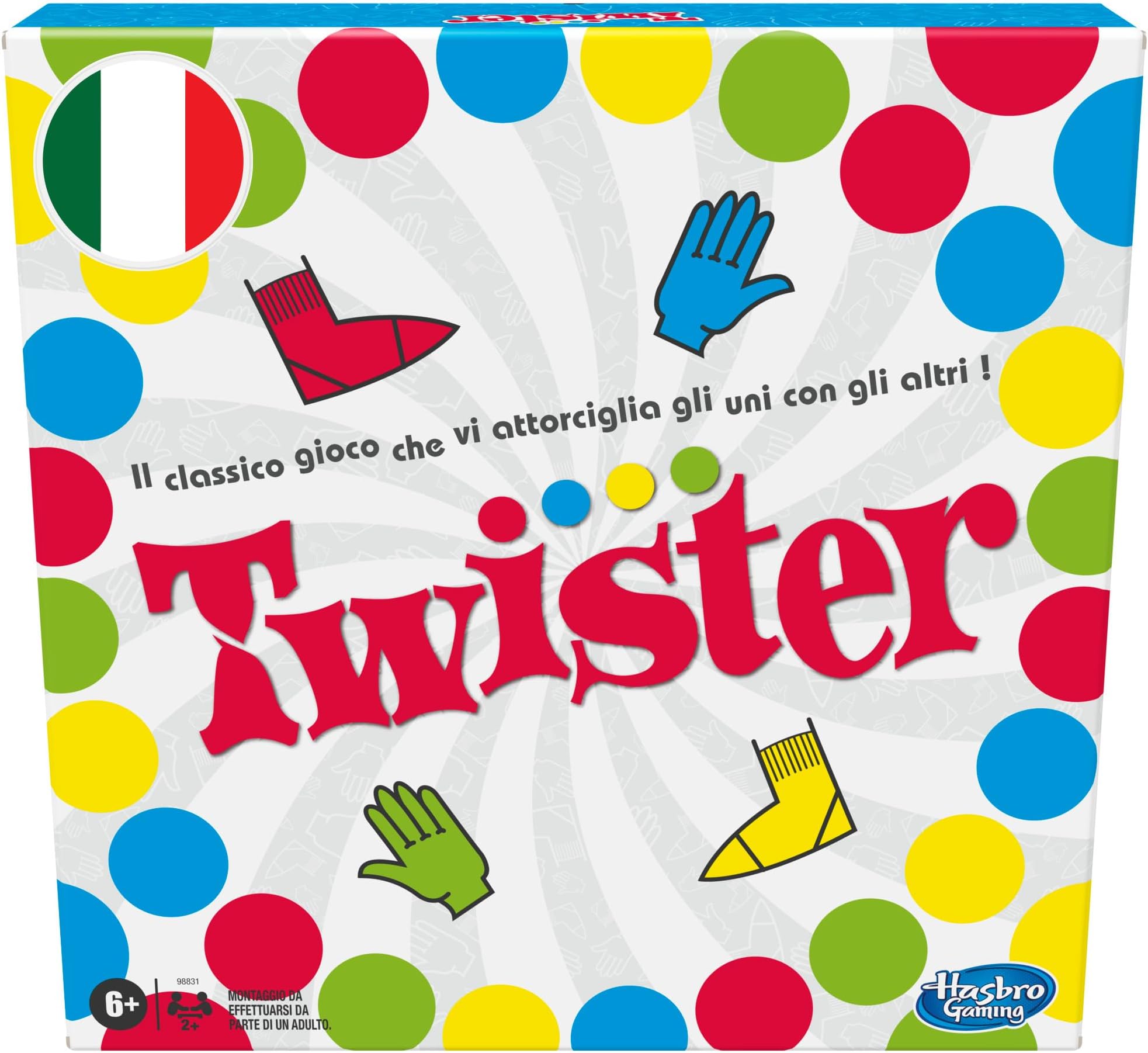 Hasbro Gaming 315-98831456 Twister, Single, Multi-Coloured, 3