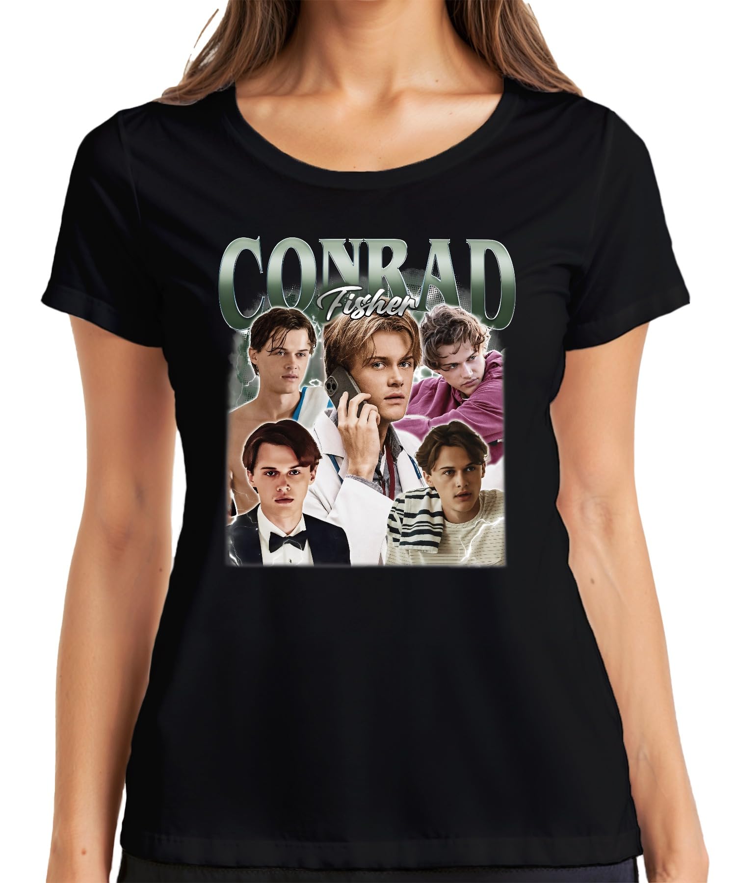 Printera Women's Black Conrad Fisher 90S Bootleg Summer I Turned Pretty T-Shirt, L