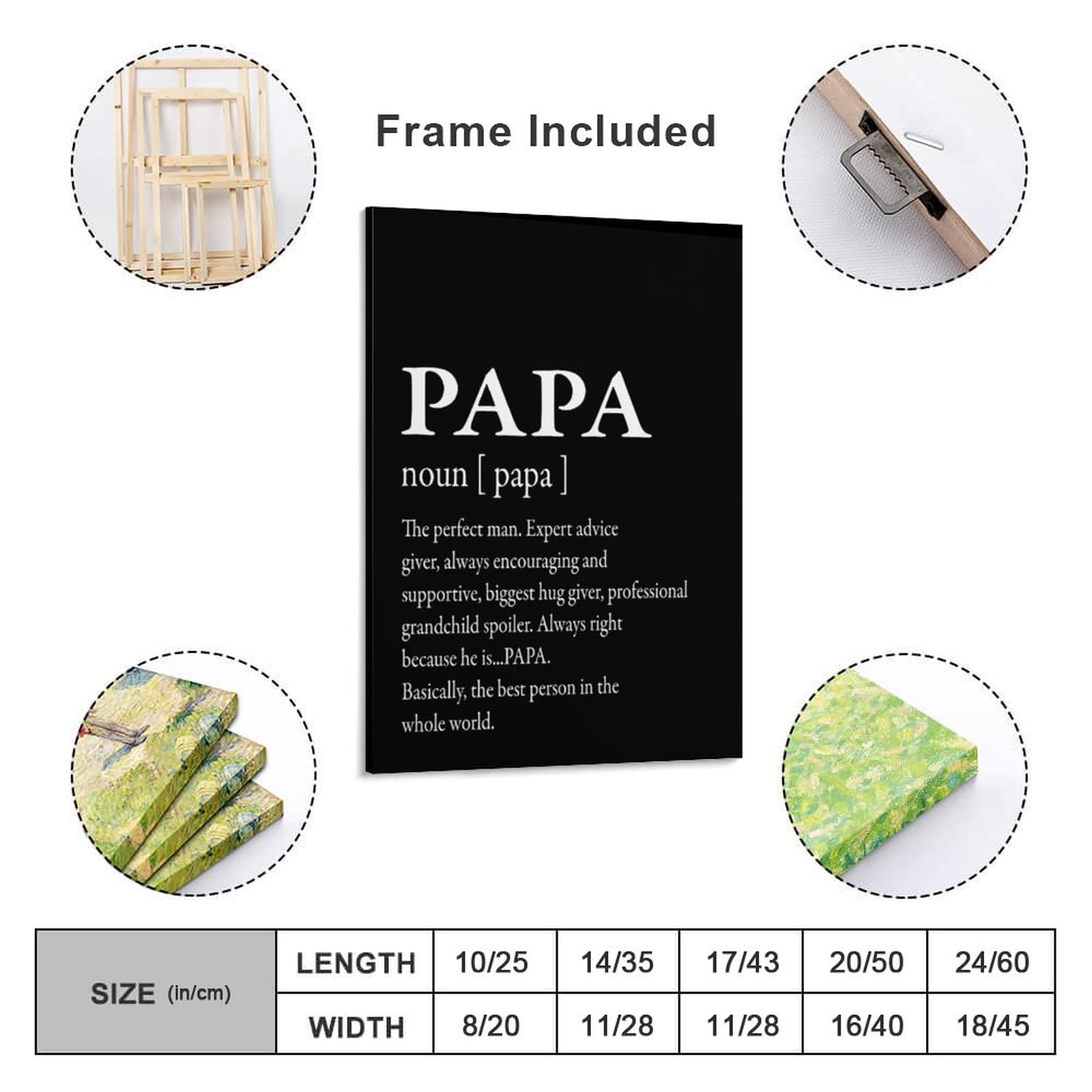 Gokays Poster decorativo da parete con cornice positiva per il bagno, per la cameretta dei bambini, regalo per la festa del papà, 45 x 60 cm