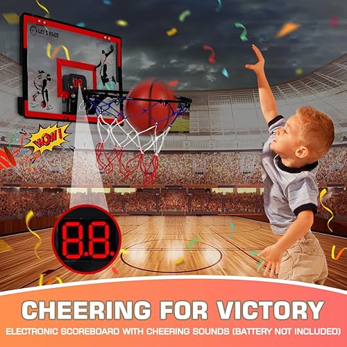 Miniatura 3 de FBSPORT Aro de baloncesto para interiores, mini aro de baloncesto para interiores con 4 bolas, aro de baloncesto plegable sobre la puerta para