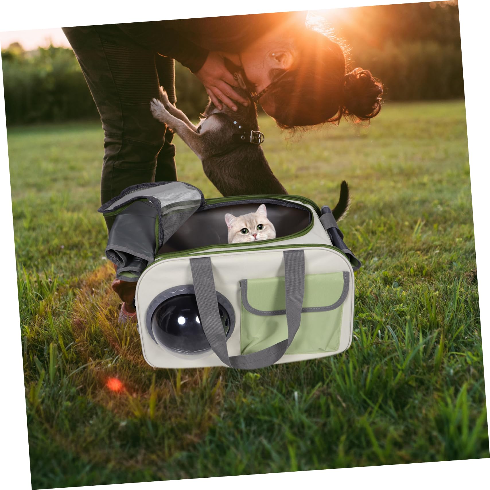 Haustier Reisetasche mit Trage und Schultergurten, Große Kapazität | Oxford Gewebe mit Pe Platte, Handtaschen und Schulterform, für Katzen und Hunde bei Autofahrt oder Wandern