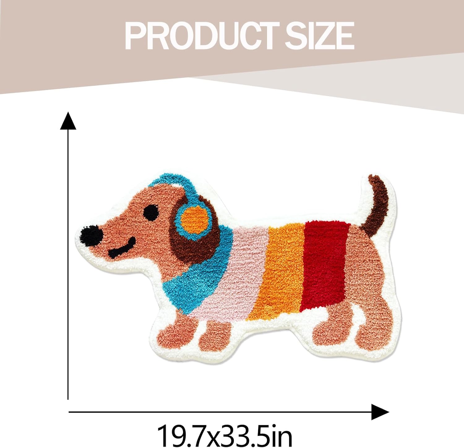 Cute Dachshund Bathroom Rug, Soft Plush Kawaii Animal Tufted Bath Room Mat, Non-Slip & Machine Washable, Absorbent & Quick Dry Floor Door Mat Home Decor for Shower, Tub and Sink, 19.7"x33.5"