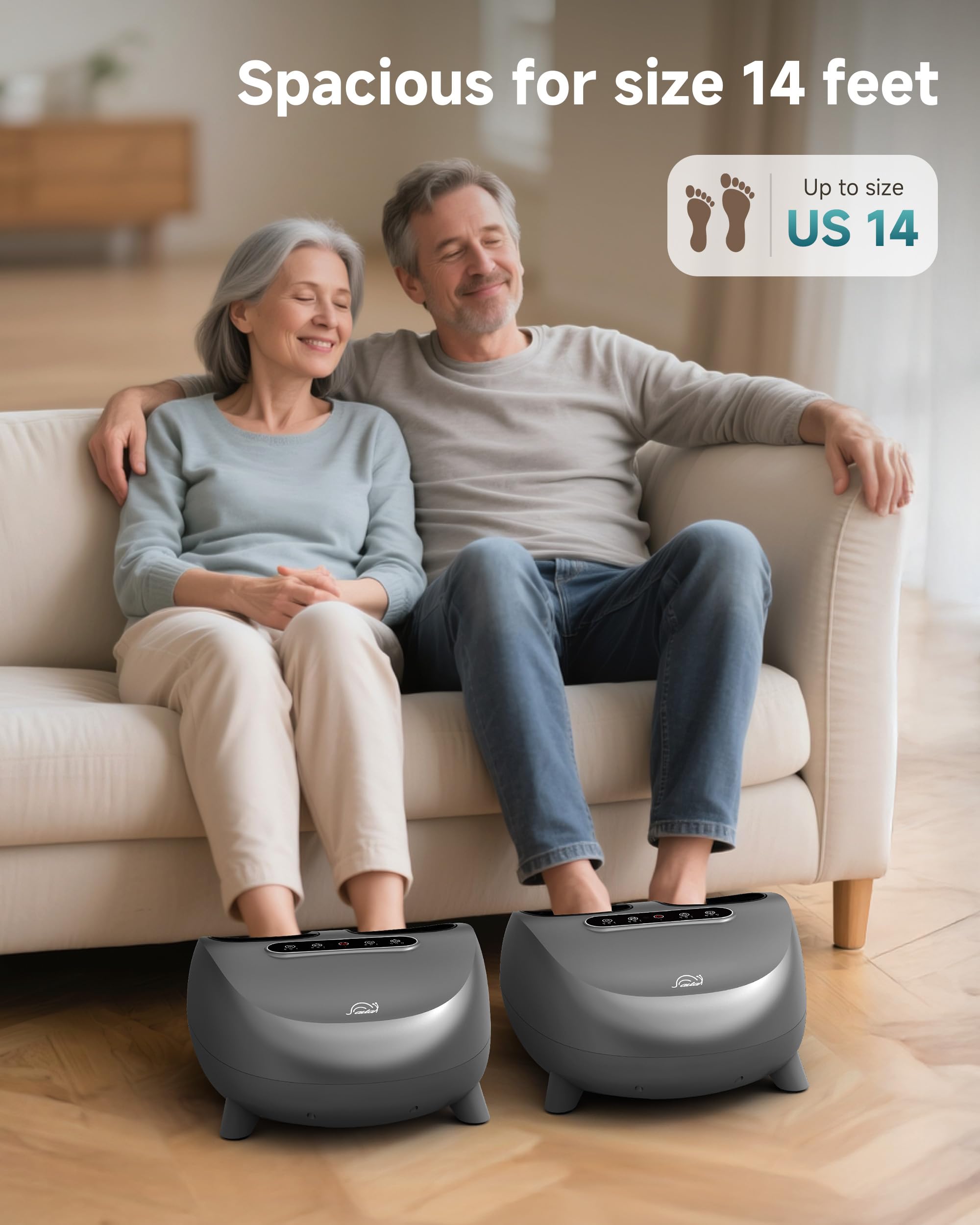 Snailax Shiatsu Appareil de massage électrique pour les pieds, masseur de pieds avec chaleur pétrissage en profondeur rouleaux compression pour la fasciite plantaire, cadeaux, pointure 48