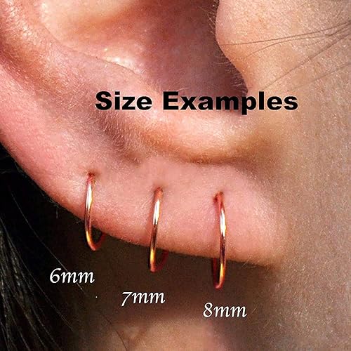 Miniatura 10 de Gold Silver Hoop Earrings Cartilage Nose Septum Ear Helix Tragus Piercing Jewelry for Women Hypoallergenic Thin Tiny Hoops (6mm 22 Gauge  1 Pair,