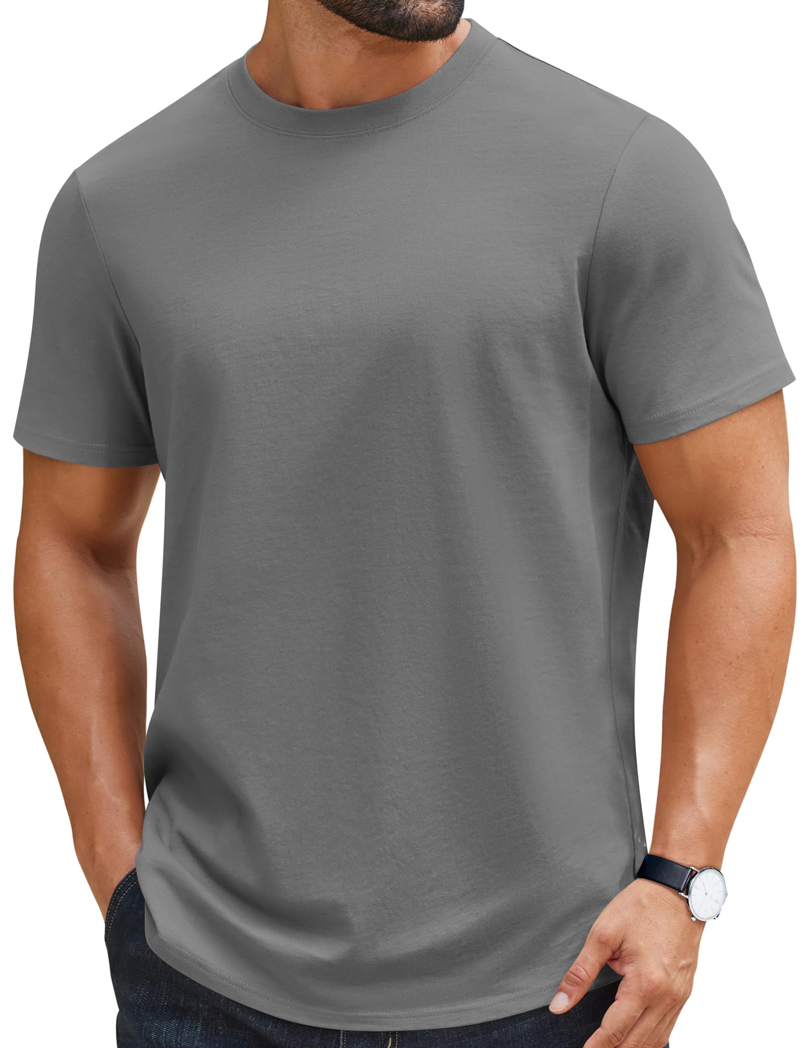 COOFANDY T Shirt Herren 100% Baumwolle Kurzarm T-Shirt Rundhalsausschnitt Basic Tee Männer Sommer Shirt Regular Fit