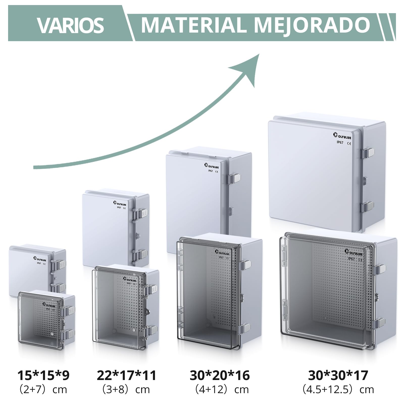 COLFULINE Caja Estanca Eléctrica Impermeable con Cierres Acero Inoxidable