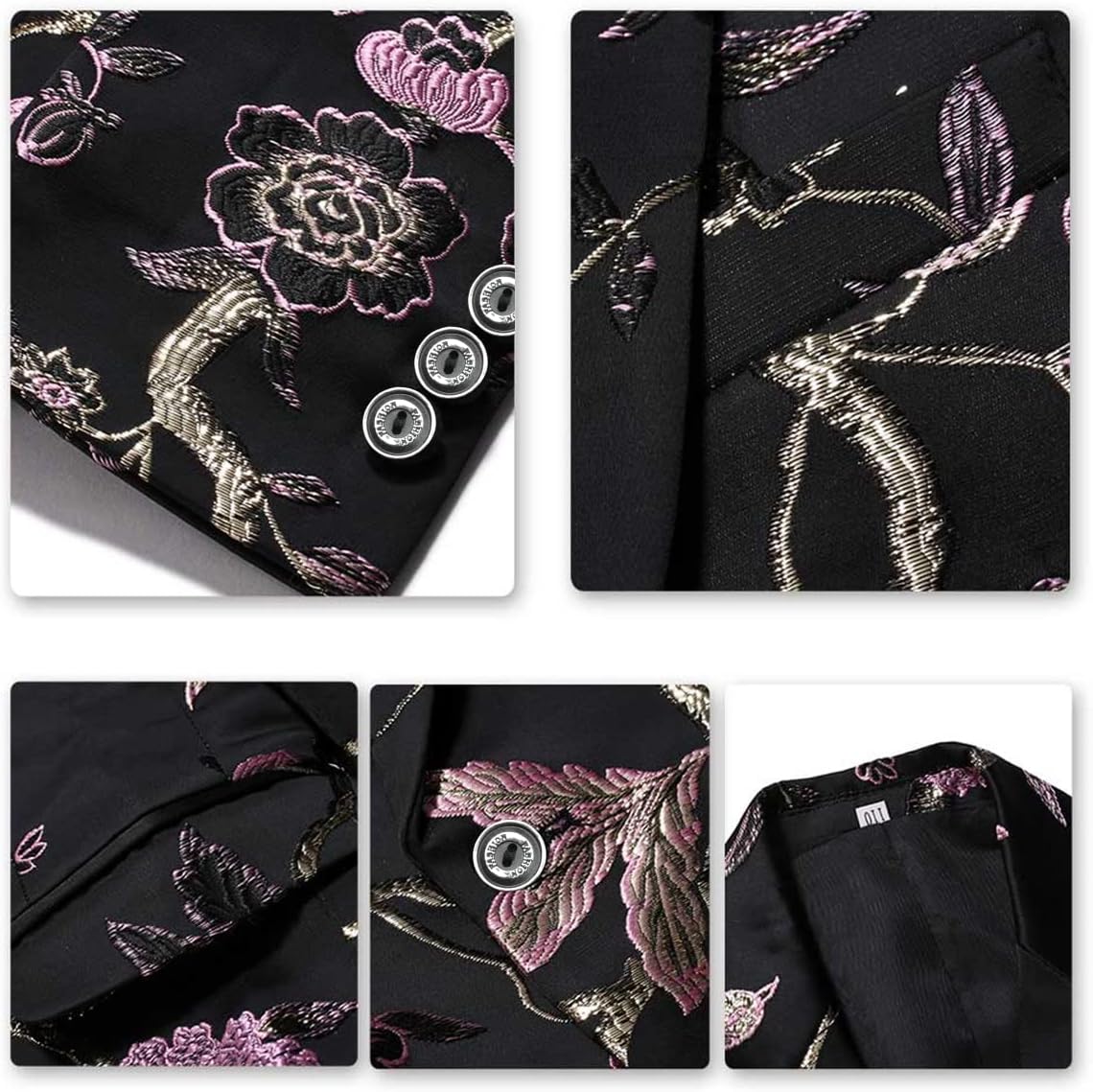 SWOTGdoby Boys Suits 3 Piece Gold Paisley Floral Suit Set Slim Fit Tuxedo Embroidery Suit Blazer Vest Pants - Image 8