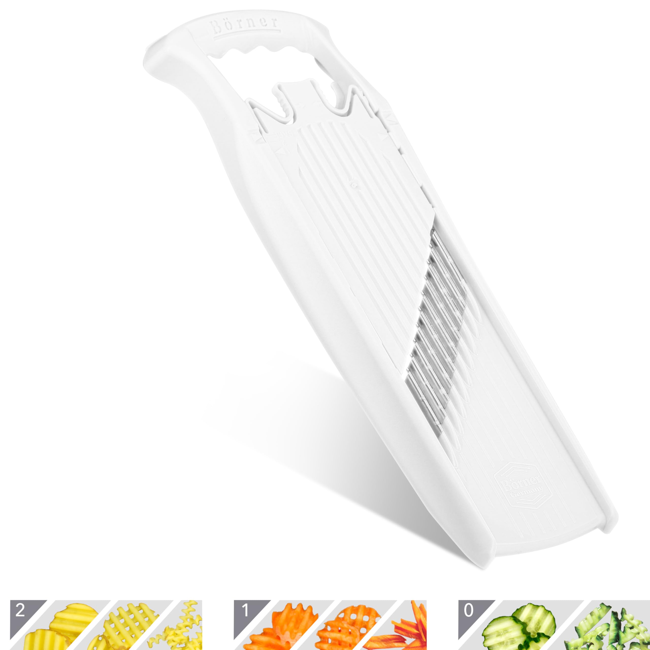 BORNER Wave waffle PowerLine | Vegetable Grater Börner - Quality Made in Germany, Color:White