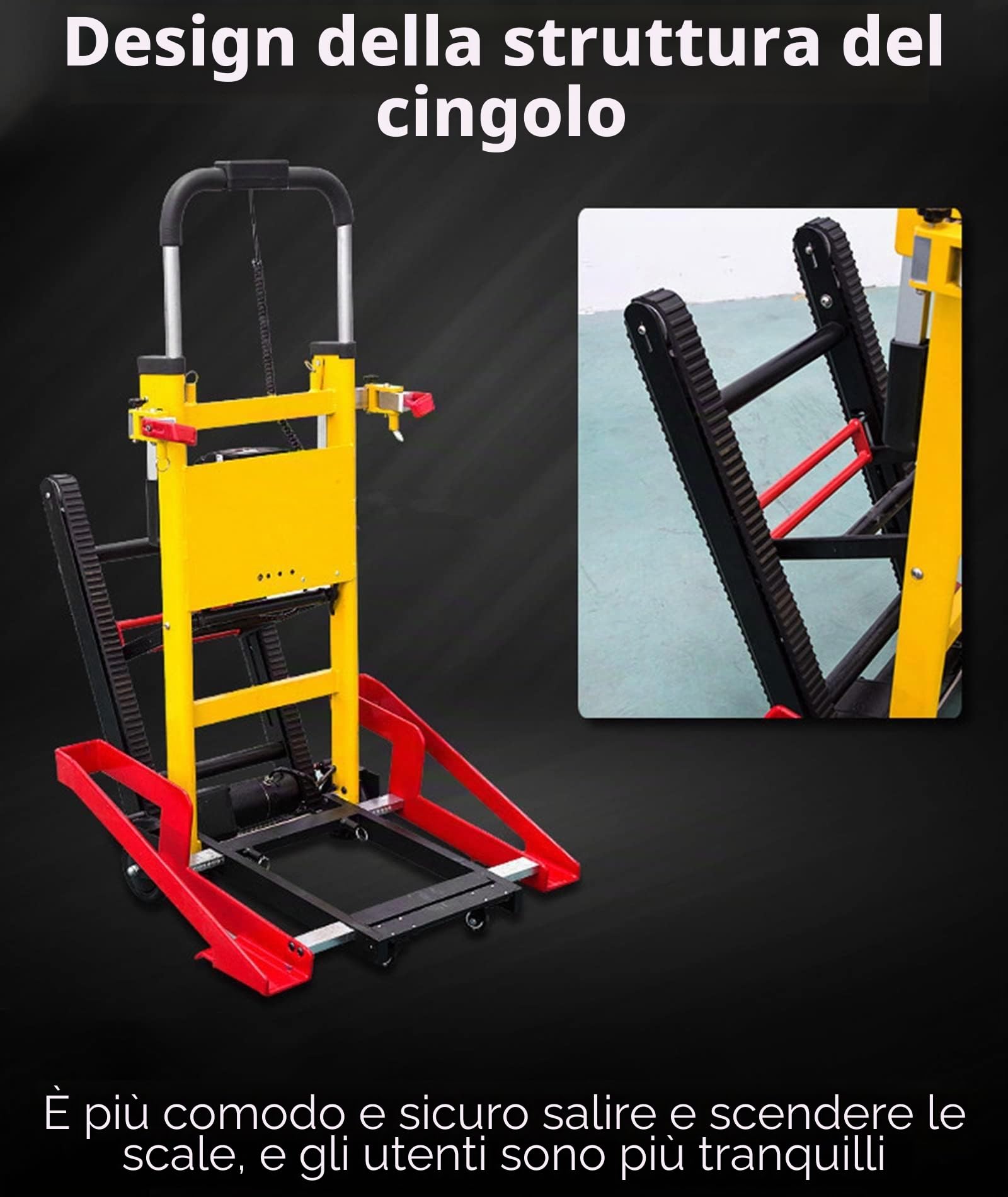 Montascale Per Anziani Carrello di aggancio per sedia a rotelle elettrica pieghevole per scale, sedia a rotelle cingolata da 120 W, carrello per scale per mobili, logistica familiare
