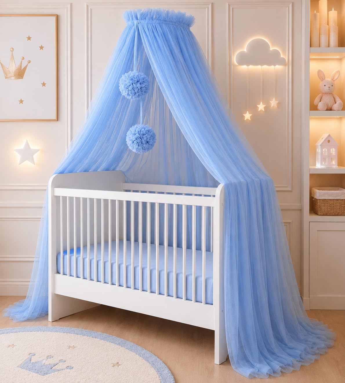Baby Fancyroom Bed Canopy for Baby Crib, Princess Baby Cradle, Mosquito Net, Side Crib Canopy, Baby Room Decoration, Canopy Children's Room Made of Premium Tulle (Dark Dusty Pink)