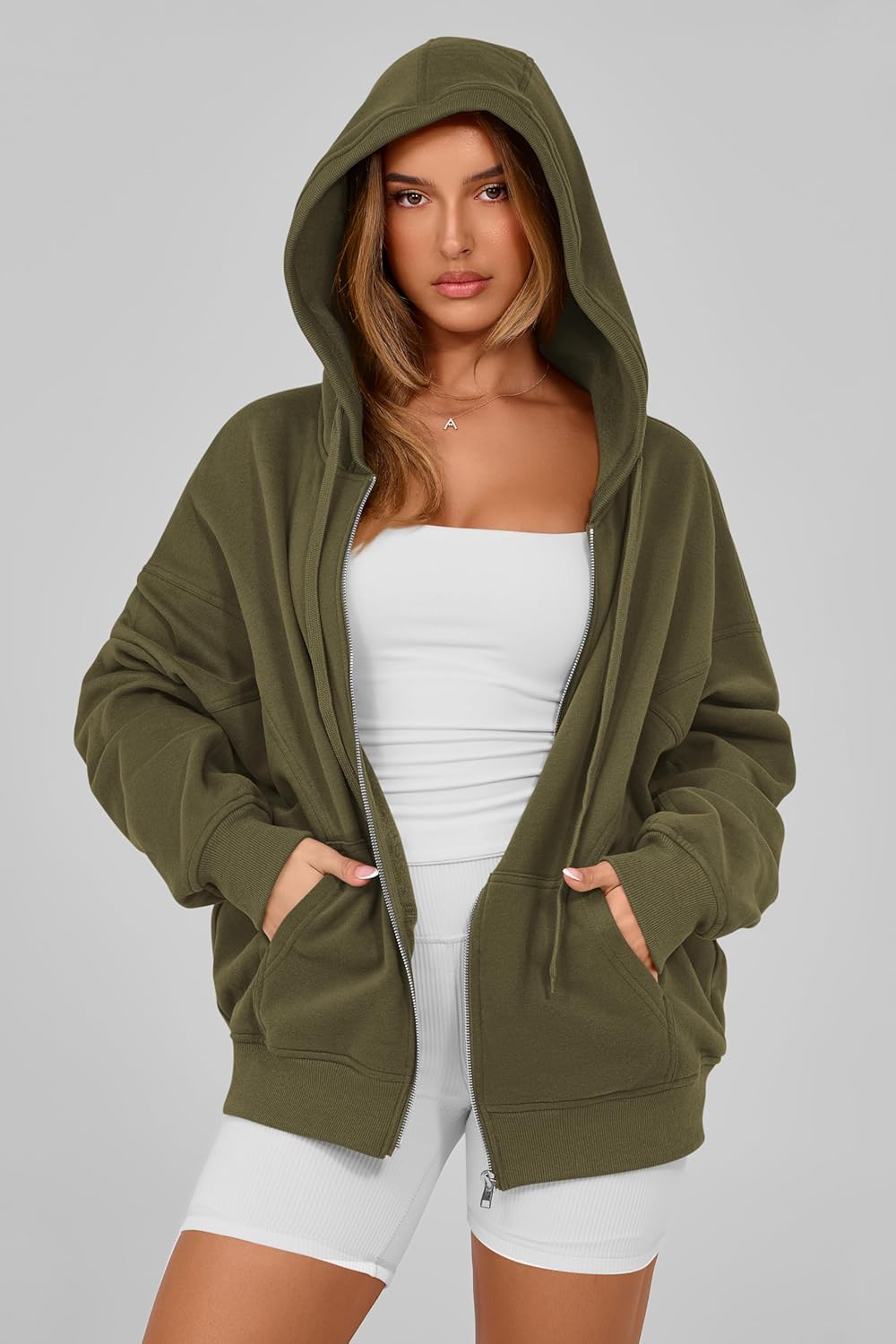 MASCOMODA Women Zip Up Hoodie Trendy Oversized Sweatshirt Casual Long Sleeve Fleece Jacket Fall Outfits Fashion Clothing - Image 6
