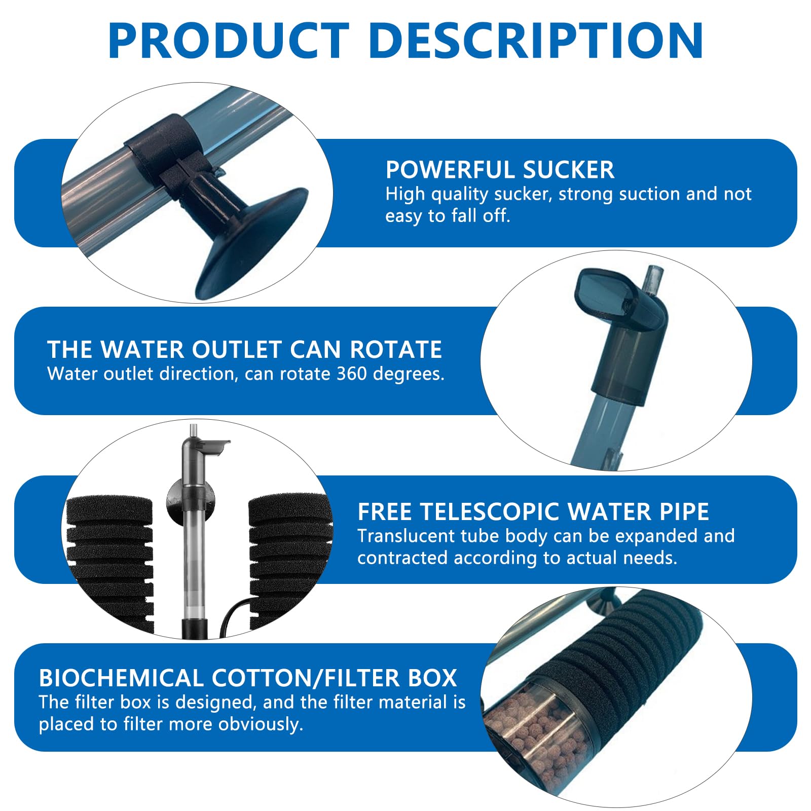Filtro in spugna per acquario, filtro in schiuma silenziosa, filtro per acquario con sfera filtrante, filtro elettrico per acquario, filtro a doppia spugna, filtro per acquario, filtro meccanico