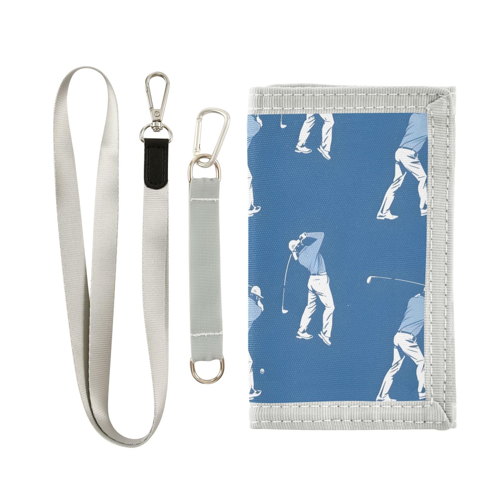 ALAZA Kids Wallets for Boys Girls Toddler Trifold Wallet Children Small Golf Player Blue with Zipper Coin Pocket