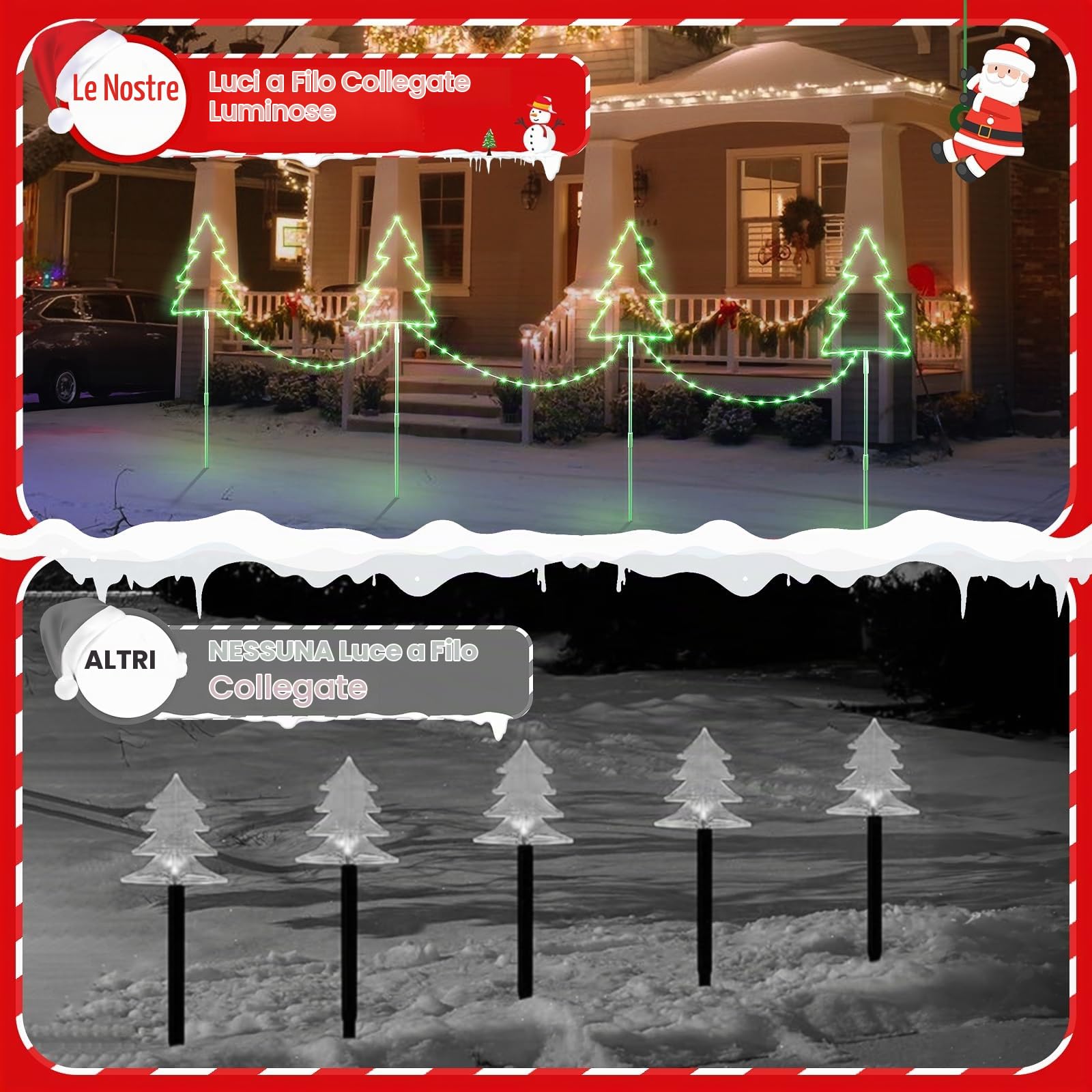 Quntis 4 Pack Luci Natale Sentiero Forma Albero di Natale 160 LED con Timer 8 Modi IP65 Impermeabile Luci Natale Decorazione per il Giardino Sentiero Patio Prato, Verde