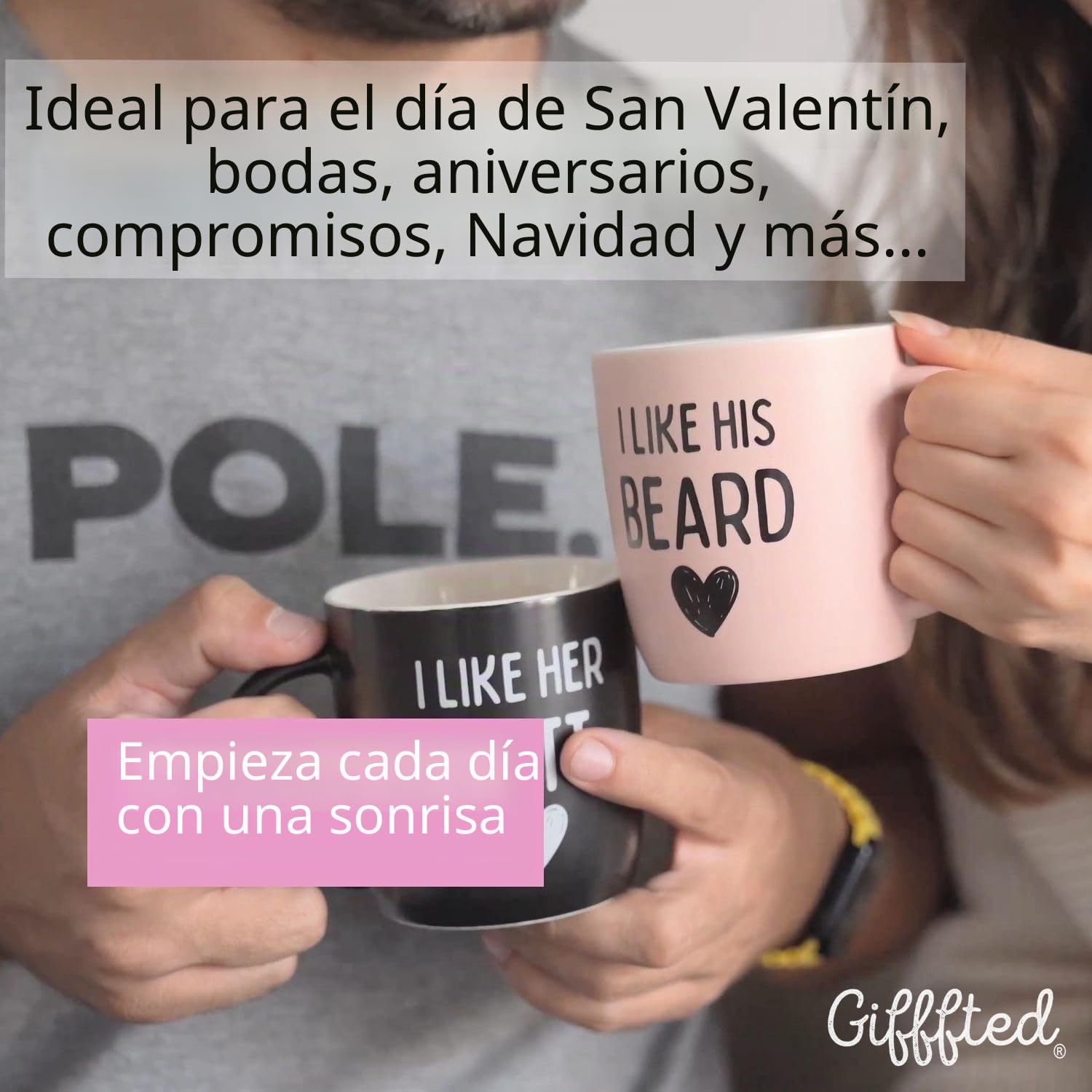Gifffted Tazas para hombre y mujer, I Like His Beard, Taza Original Idea Regalo Cumpleaños Boda Pareja, Día de San Valentín Ella y Él, Amigos, Familia, Amantes, Mr Y Mrs, Navidad, Cafe, Taza