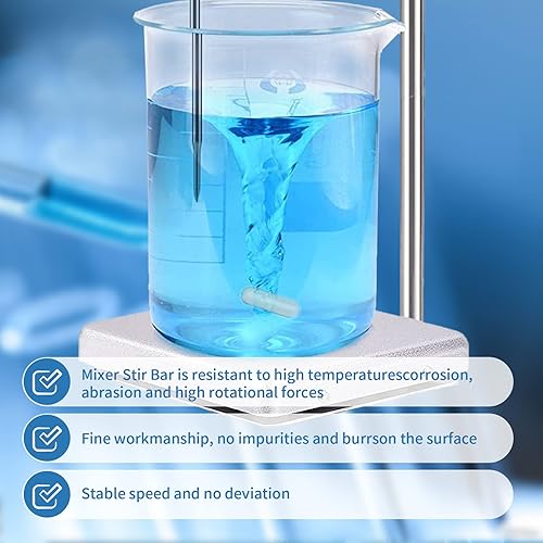 Miniatura 5 de 5 barras agitadoras magnéticas B PTFE de 1.181 in (1.18 pulgadas), color blanco, barra de laboratorio, barra de placa de agitación, barras de