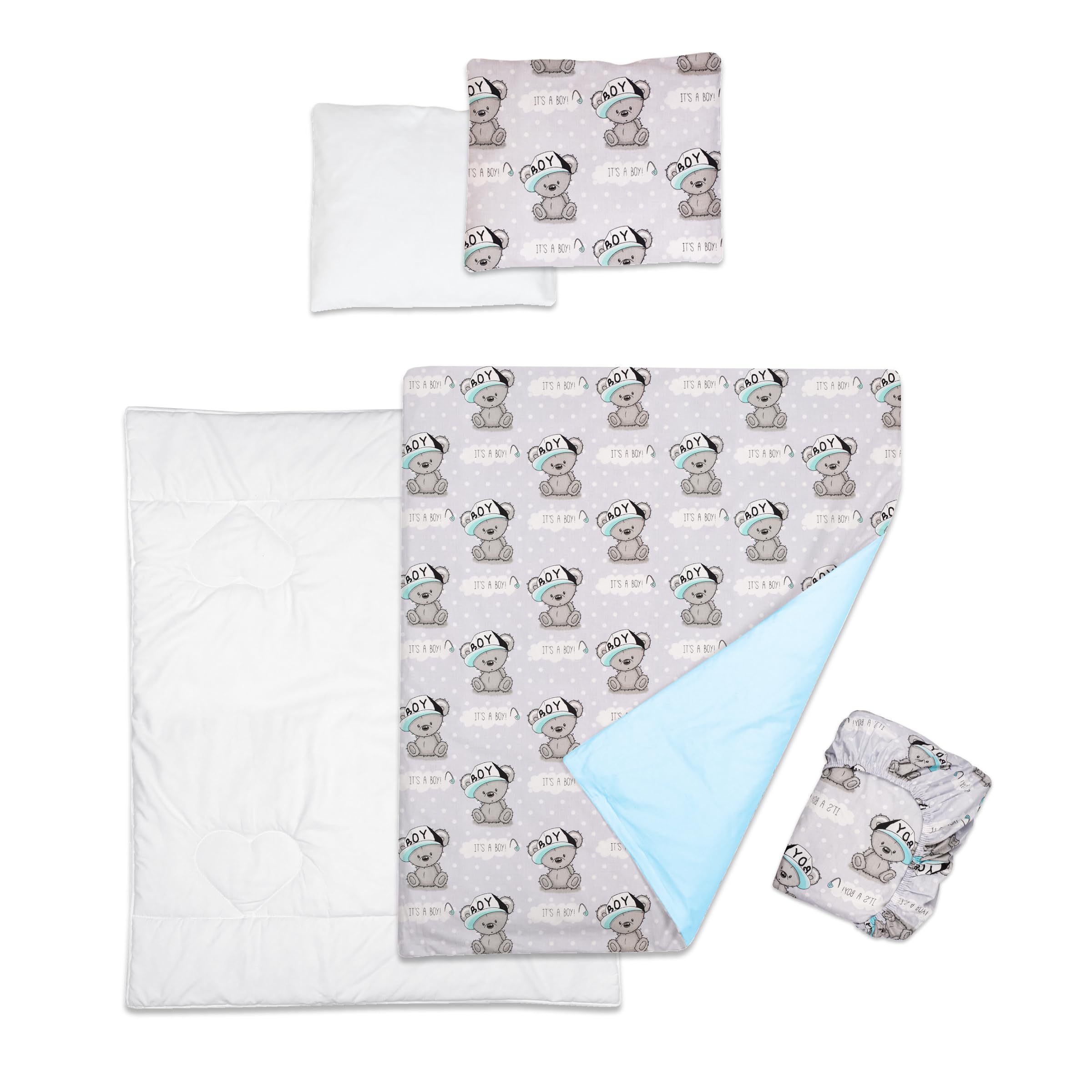 Baby Comfort 5 Piece Bedding Set Duvet Pillow with Covers & Cotton Sheet for 83x50 cm Co-sleeper Crib 12M+ (It's a Boy) — image 1