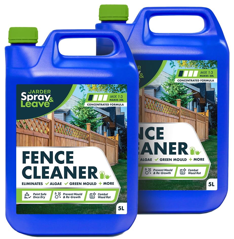 2 x 5 Litres Jarder Spray & Leave Fence Cleaner - Removes Green Mould Green Growth and Algae - Safe to be Painted Once Dry - Covers 240 Square Metres