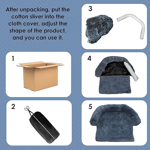 Miniatura 5 de Sofá cama calmante de alta calidad para perros, tapete de felpa esponjosa con funda extraíble lavable para protector de muebles para perros y gatos