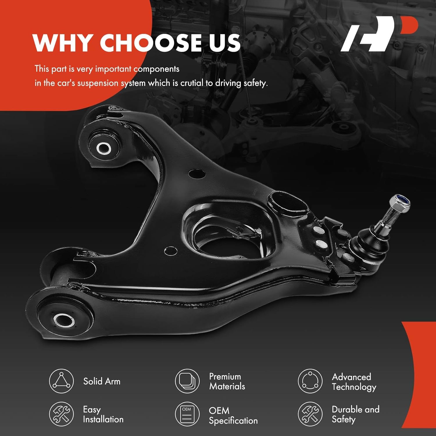 A-Premium Front Left Lower Control Arm, with Ball Joint & Bushing, Compatible with Chevy Silverado 1500 1999-2006 & GMC Sierra 1500 1999-2006, RWD and with Coil Spring