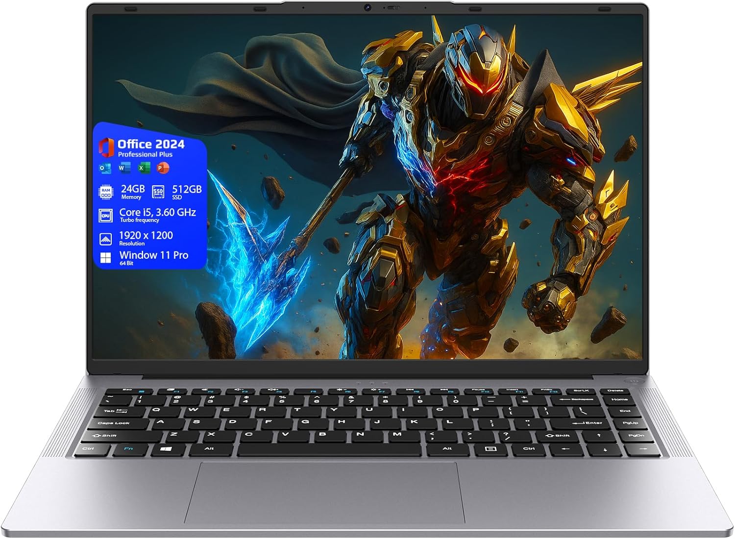 AE86 Laptop - Intel Core i5 (up to 3.6GHz), 24GB RAM/512GB SSD, Window 11 Pro, 1920x1200 100% sRGB Display w/HDMI & USB-A, Long Lasting Battery, MS Office 2024