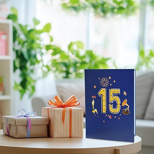 Miniatura 7 de GREETING ART Tarjeta de feliz cumpleaños 15, tarjeta de aniversario de boda 15 para marido y esposa, tarjeta de cumpleaños de 15 años para