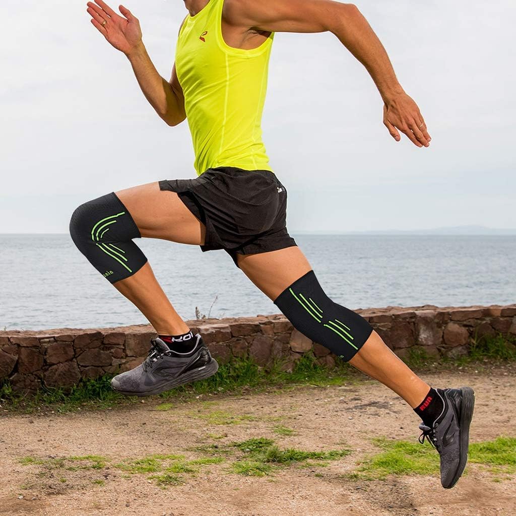 Awenia Knee Compression Sleeve Support, Knee Brace for Men and Women, Meniscus Tear Knee Support for Running & Arthritis Crossfit, Squats & Workouts, Running, Basketball, Weightlifting, Gym