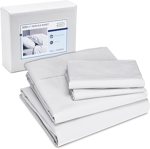 Hotel Sheets Direct Juego de sábanas de 100 % algodón percal, hechas en verde, sábanas de hotel refrescantes, transpirables y nítidas, con bolsillo