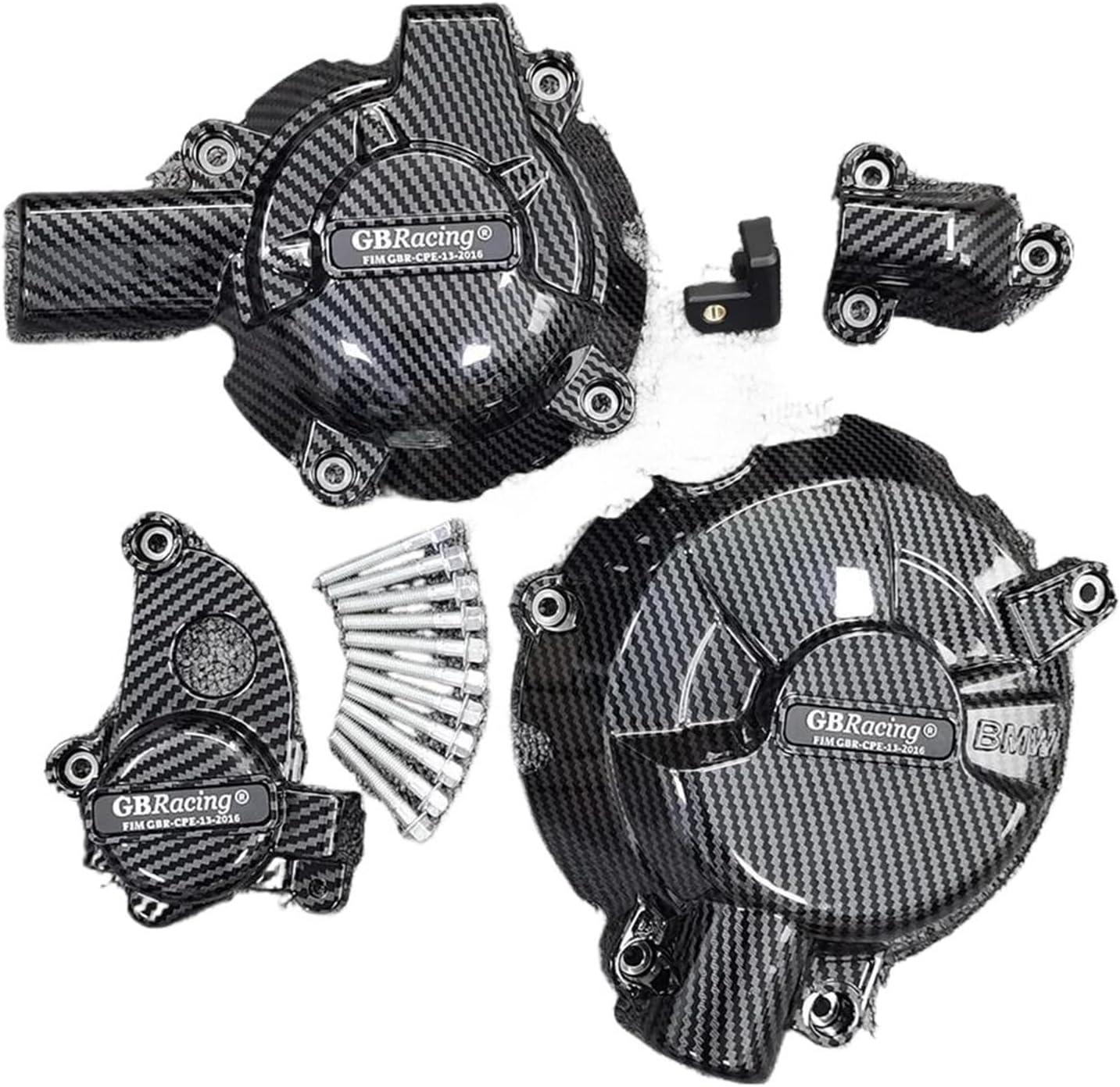 Engine Timing Part Covers for BMW S1000RR 2019-2023 & S1000R 2021-2023 Motorcycle Engine Crankcase Side Cover Protection Device Engine Guards Starter Cover (Color : Carbon Fiber Texture)
