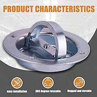 Vista 20 de Black 4Pack X Recessed Tie Down D-Rings Anchor, 6,000 lb. Capacity, with Backing Support Plates, for Flatbed Trailer/Truck, Great for Securing