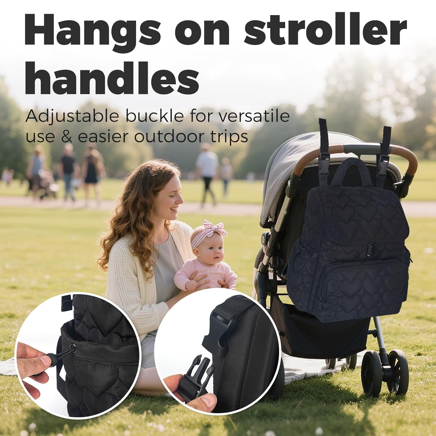 Baby Diaper Bag Backpack, Multifunction Baby Bag for Mom Dad, Large Capacity Diaper Backpack with Changing Pad Stylish Pañaleras para Bebe Stroller Straps, Newborn Baby Essentials Must Haves for Women - Image 5