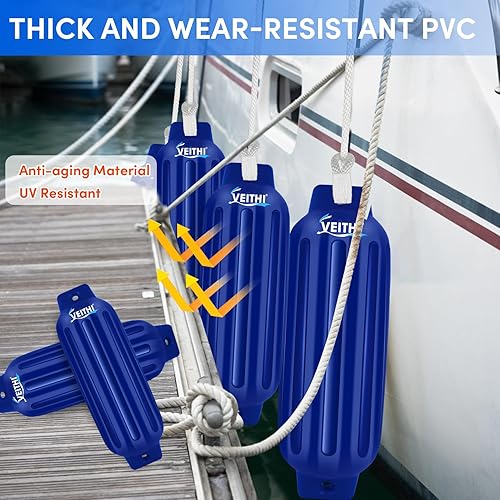 Vista 8 de Paquete de 4 defensas de barco de 4.5/5.5/6.5/8.5/8.5/10/16 pulgadas, parachoques de vinilo acanalado de doble ojo, parachoques de barco para Negro