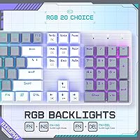 Vista 22 de RisoPhy Teclado mecánico para juegos, RGB de 104 teclas ultradelgado con retroiluminación LED USB con interruptor azul, teclas ABS duraderas, Negro
