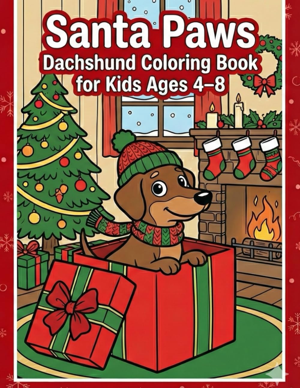 Santa Paws Dachshund: Coloring Book for Kids Ages 4–8. Holiday Coloring Pages with Cute Sausage Dogs, Santa Scenes, Presents, Winter Fun, and Cozy Christmas Moments.