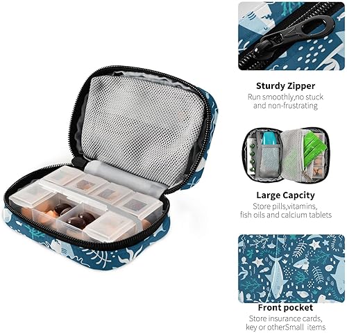 Miniatura 4 de Pastillero de tiburones de dibujos animados, portátil, semanal, diario, pastillero, organizador con cremallera para vitaminas, medicamentos,