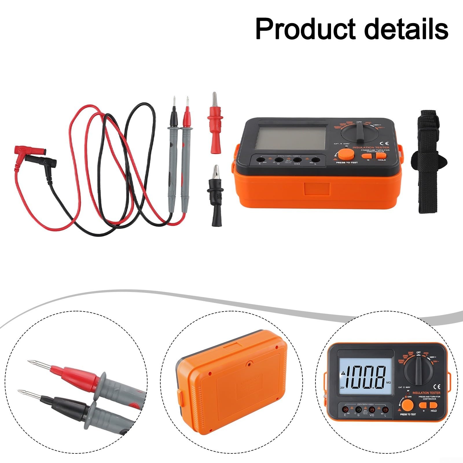Tester digitale di isolamento 250V 500V 1000V DC Megohmmetro con display LCD Spegnimento automatico per test di cavi elettrici