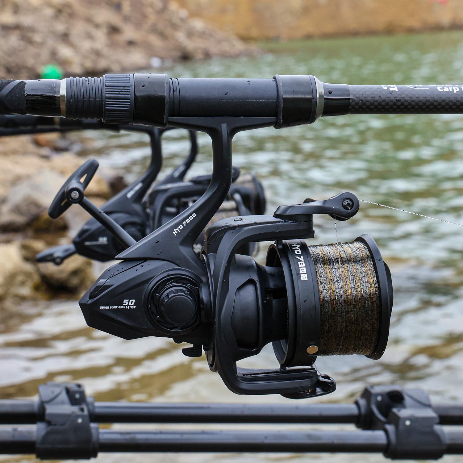 Sougayilang Mulinello per pesca alla carpa, bobina da pesca da 94 cm, bobina in alluminio, sistema di frenatura rapida, 6 + 1 cuscinetto a sfera, traduzione 4,7:1, design leggero per pesca alla carpa