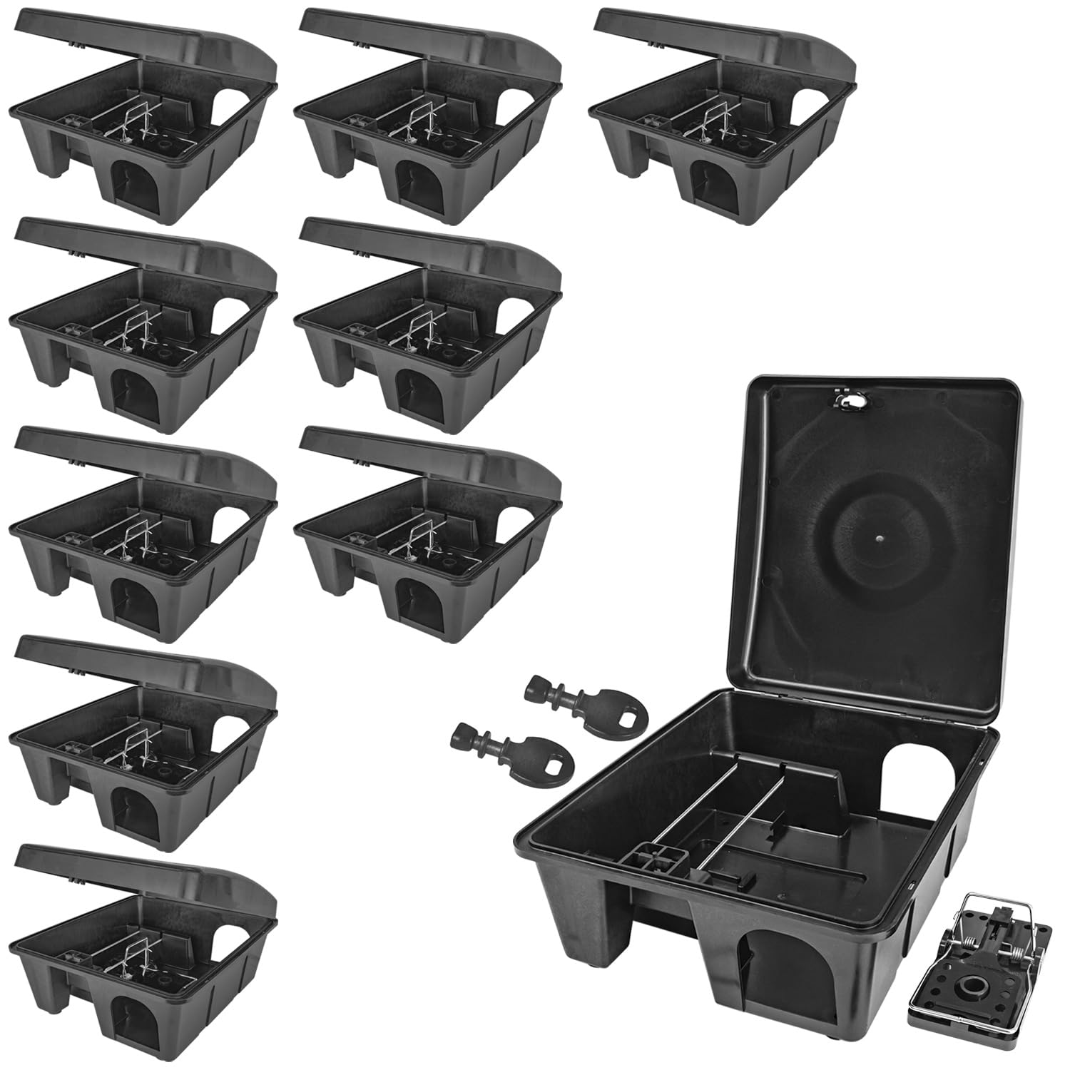 Auswahl Köderstation Ratten Mäuse Köderbox Schlagfalle Garten Mausfalle Rattenköderbox Box Rattenfalle Rattenköderstation Kinder- Haustiersicher Koederbox Gift Petigi, Anzahl:10