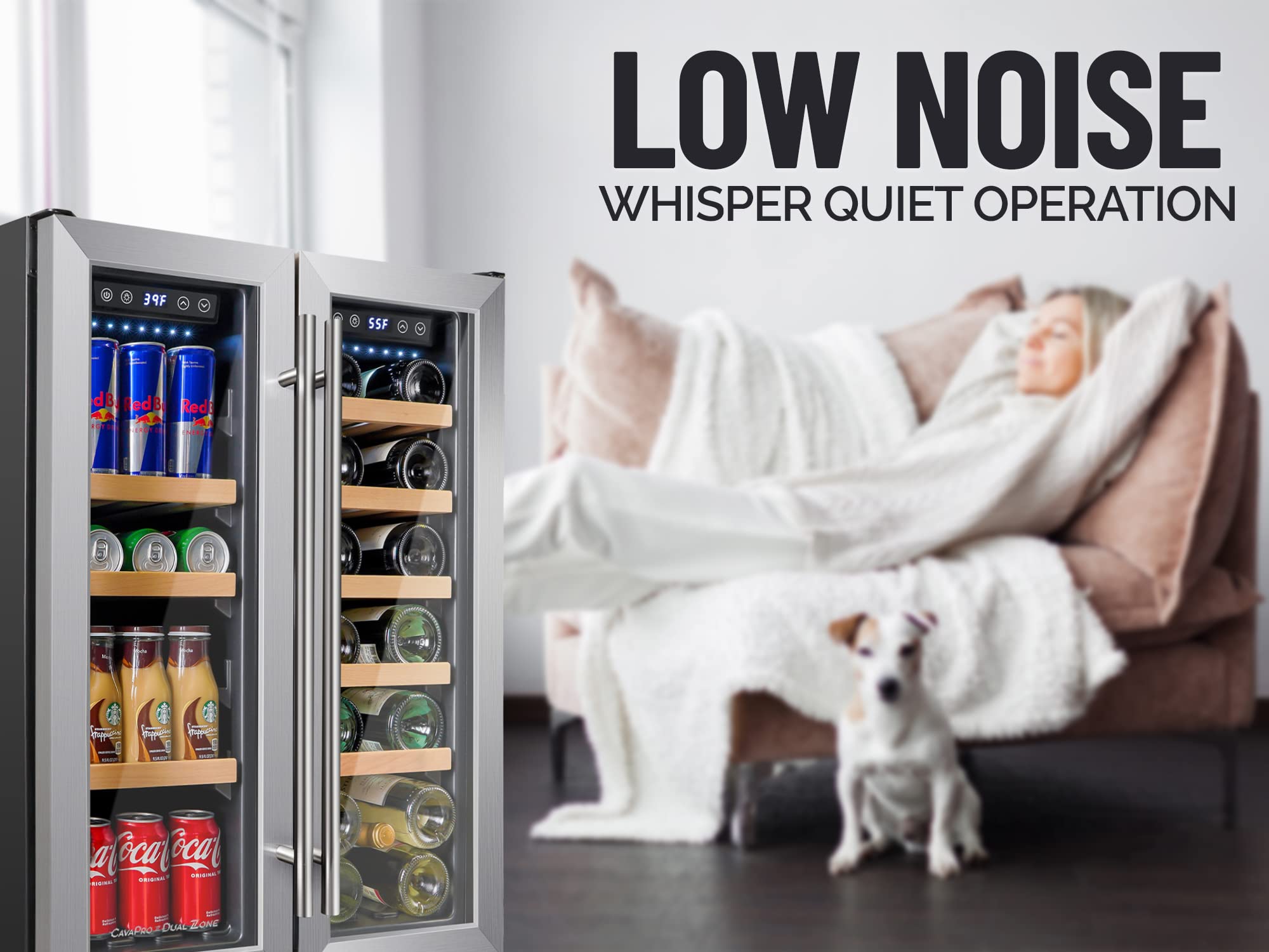 Zulay 24” Dual Zone Wine Cooler Refrigerator - Stainless Steel Beverage Refrigerator With Glass Doors For 88 Cans & 40 Bottles - Freestanding Memory Temperature Control Wine & Beverage Cooler on Fridge.com - View 6